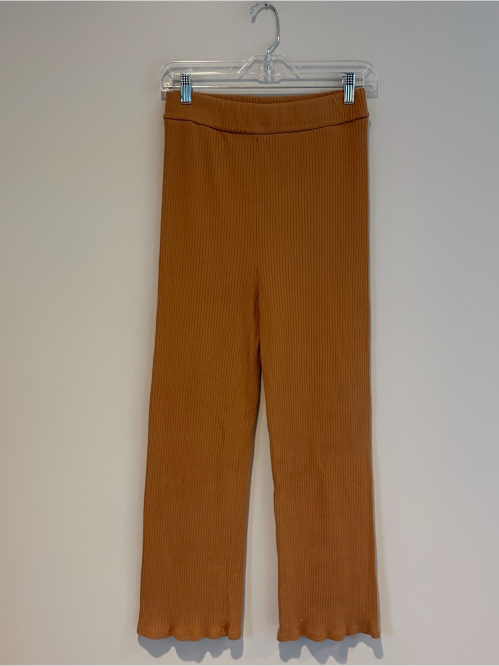 Storq Maternity Ribbed Wide-Leg Knit Pants in Camel Size M